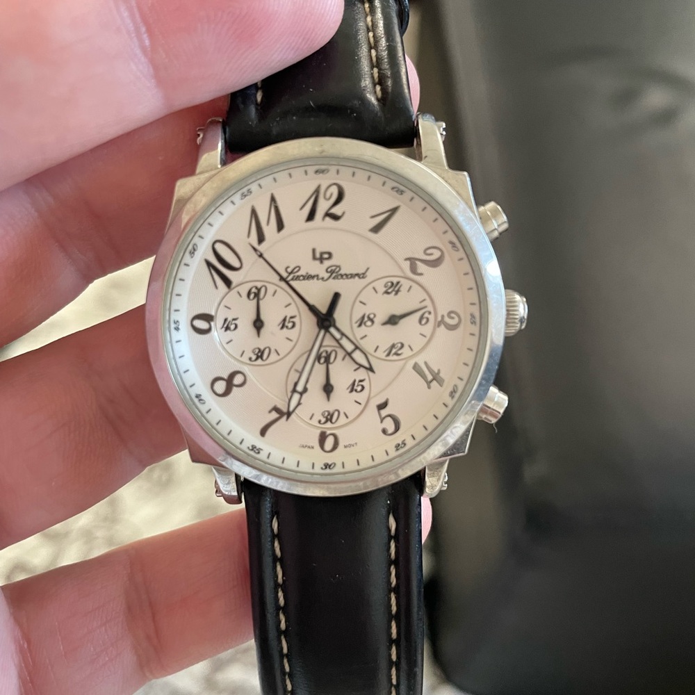 Lucien Piccard Black Leather Watch